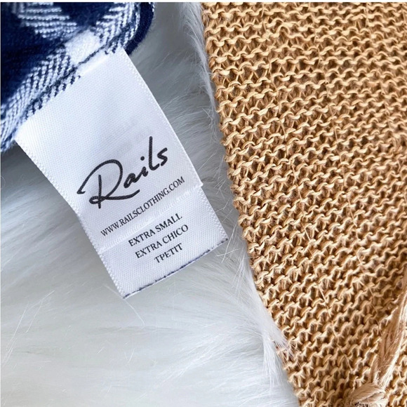 Rails Long Sleeve Trouser Pajama Top Shirt Navy Blue White Plaid Flannel XS - Picture 11 of 16